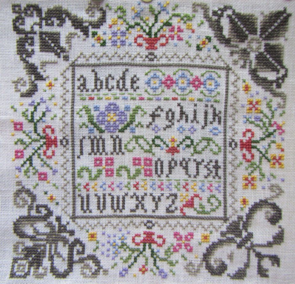 Here is my(almost) finished design.....waiting to get the 647 to finish the last few stitches....I really love this design also and enjoyed stitching it here. Thank You Patty and Thank You Karen...