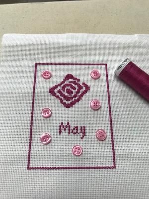 My May is done. I am using buttons instead of specialty stitching. Cant wait to get this FFO'd