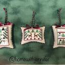 Ok, so for this challenge so far I have fully stitched and FFO'd 3 ornaments so far this year. I chose to stitch the Blue Ribbon Designs from the Just Cross Stitch Magazine Ornament issue. I have always loved these little "woodsy" designs.