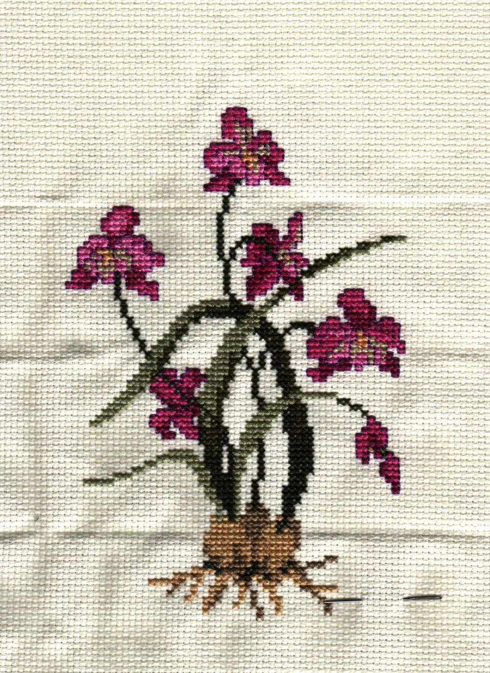 Magenta orchid....Switch colors from blues to magentaSweet Memories booklet Vanessa-Ann Collection 198114 count aida DMC flossWill fit into 5 X 7 frame