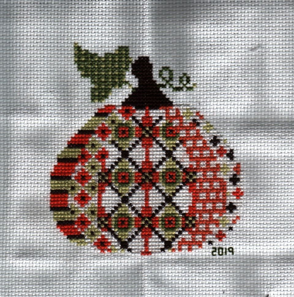 Creative Needle Arts "Patterned Pumpkin #1A kit that took me a week to stitchGot frame for it this last weekend